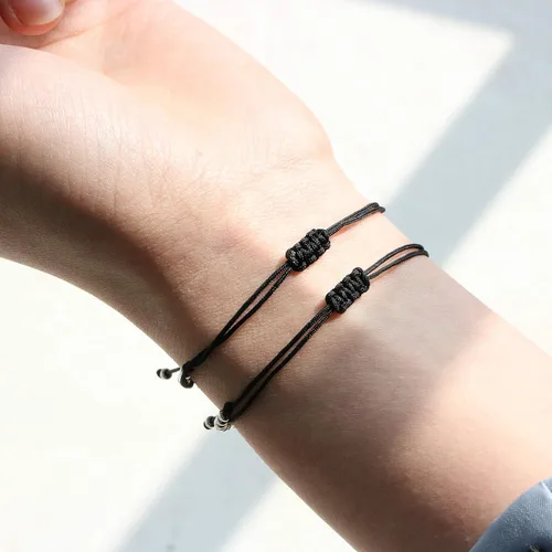Vista 3 de Pulseras Código Morse para mujer de JoycuFF, regalos divertidos únicos para niñas, joyería hecha a mano, de seda