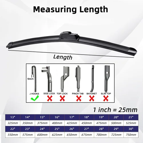 Vista 3 de Car Wiper Compatible with Hyundai Santa Fe 2018-2019 Front Wiper Blades Soft Rubber Windscreen Wipers Auto Windshield 26"+16" 650mm + 400mm