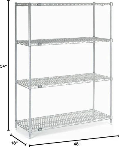 Vista 2 de Nexel 18485C Nexel - Estantería de alambre cromado, 48 pulgadas de ancho x 18 pulgadas de profundidad x 54 pulgadas de alto