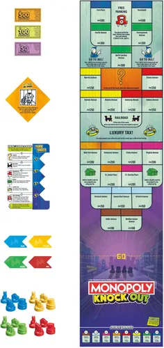 Vista 13 de Monopoly Knockout - Juego de mesa 2-8 jugadores Promedio de 20 minutos Juegos de mesa rápidos para familias, niños, adolescentes y adultos A