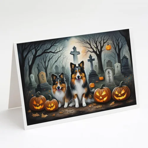 Vista 47 de Caroline's Treasures DAC2042GCA7P Golden Retriever - Tarjetas de felicitación y sobres de Halloween espeluznantes, paquete de 8 tarjetas en blanco