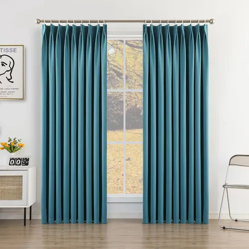 Vista 10 de MUMFAS - Cortina de Pliegue con Enganche, Crema Beige, 52" de ancho x 63" de largo, 50% Opaca, Aislamiento Térmico, Cortina de Puerta de Patio