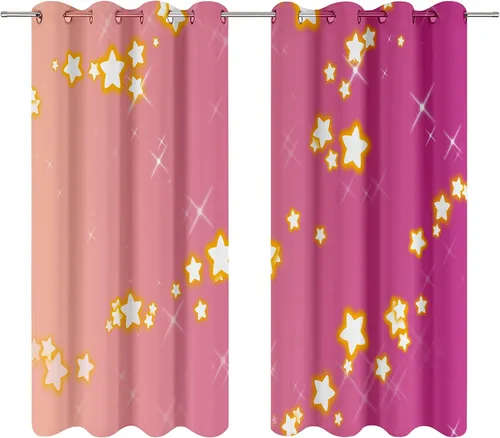Vista 9 de Cortinas opacas negras con diseño de estrella brillante para dormitorio, 63 pulgadas de largo, 2 paneles de 42 x 63 pulgadas, para oscurecer