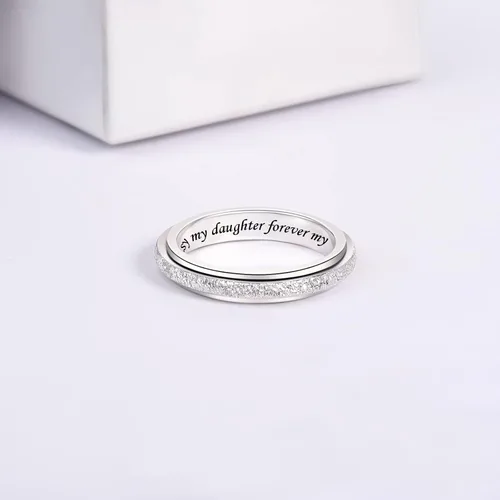 Vista 4 de Teioa Anillos giratorios de plata de ley antiansiedad, anillos para aliviar el aburrimiento, TDAH, autismo, anillos para mujeres y hombres
