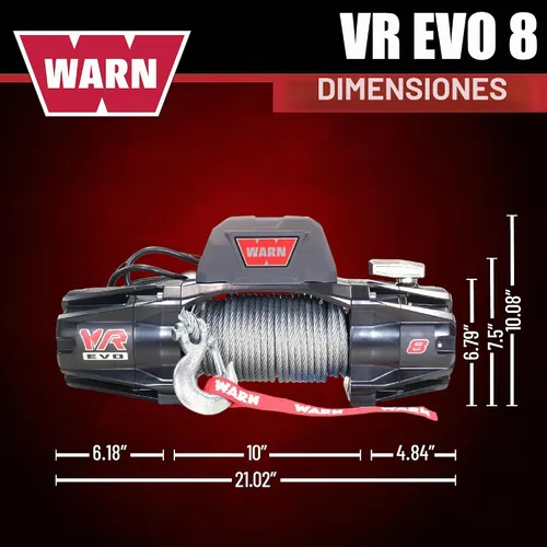 Vista 6 de WARN VR EVO 8 - Cabrestante eléctrico de servicio estándar para Jeeps de 2 puertas y SUV ligeras, 12V CC, capacidad de tracción de línea de 8,000
