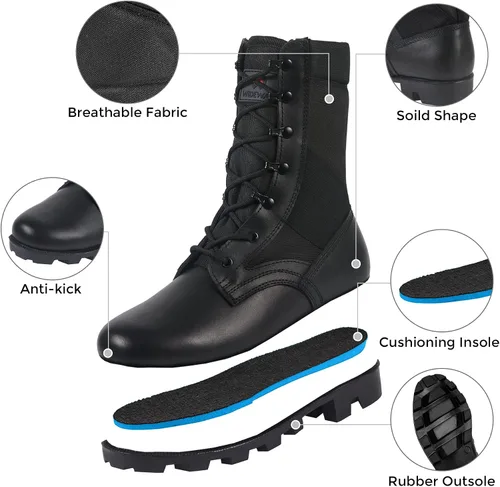 Vista 2 de WIDEWAY Botas tácticas del ejército para hombre, botas de combate ligeras, botas de selva, botas de trabajo militares, botas de desierto