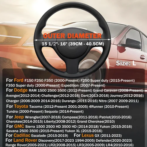 Vista 9 de XHRING Funda para volante de automóvil para Ford F150 F250 F350 Super Duty Expedition Toyota Tacoma Tundra 4Runner RAM 1500 2500 3500 Lexus GX Grand