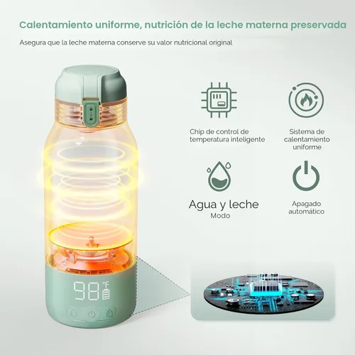 Vista 3 de Momcozy Calentador de Leche Portátil para Viajes – Modos de Calentamiento Dual para Leche Materna y Agua, Calentador de Biberones Portátil