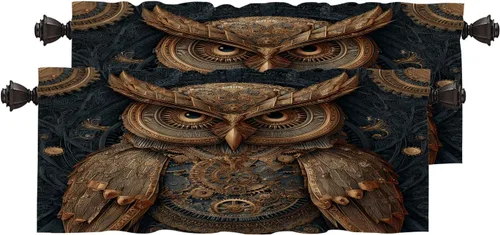 Vista 116 de Maritime Ocean Blackout Tier Curtains, Anchors Nautical Art Half Window Drapes for Kitchen with Rod Pocket,Room Darkening 2 Pack 26X24 Inches