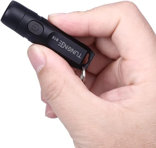 Vista 9 de Linterna recargable S15 con llavero 2 unidades, 650 lúmenes súper brillante EDC mini luz LED, luz de bolsillo portátil para emergencias, senderismo