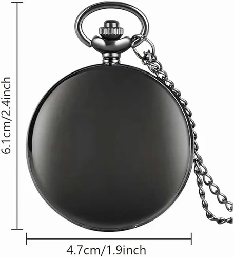 Vista 2 de Juego de 2 relojes de bolsillo clásicos con cadena para hombre y mujer Negro Negro