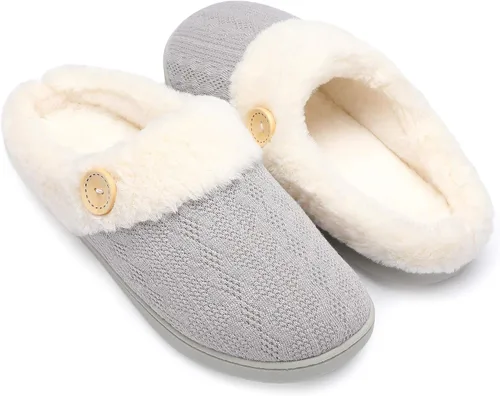 Vista 9 de Chantomoo Pantuflas para Mujer Cálidas y Cómodas con Espuma Viscoelástica Pantuflas de Casa Zapatos de Punto con Forro de Piel Sintética Suela
