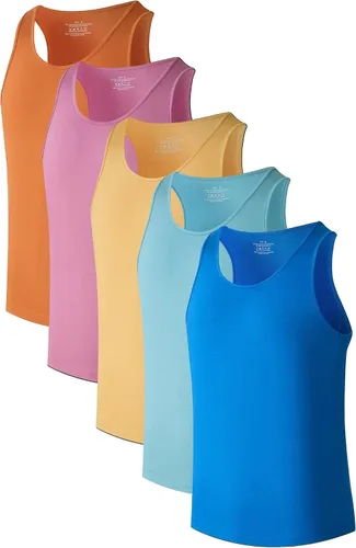 Vista 15 de COLORFULLEAF Camisetas sin mangas de rayón de bambú para hombre, camisetas sin mangas elásticas con cuello redondo (1 o 3)