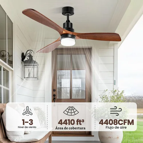 Vista 2 de Ventilador de techo solar para cenador de 42 pulgadas con batería y termostato inteligente