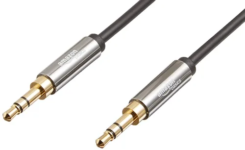 Vista 8 de Amazon Basics Cable de audio auxiliar de 3.5mm para altavoz estéreo o subwoofer con conectores chapados en oro, 4 pies, negro