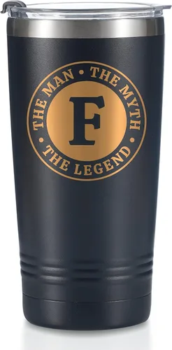 Vista 41 de Taza The Man the Myth the Legend con iniciales, vaso de viaje de acero inoxidable con monograma para hombres, divertida taza de café personalizada