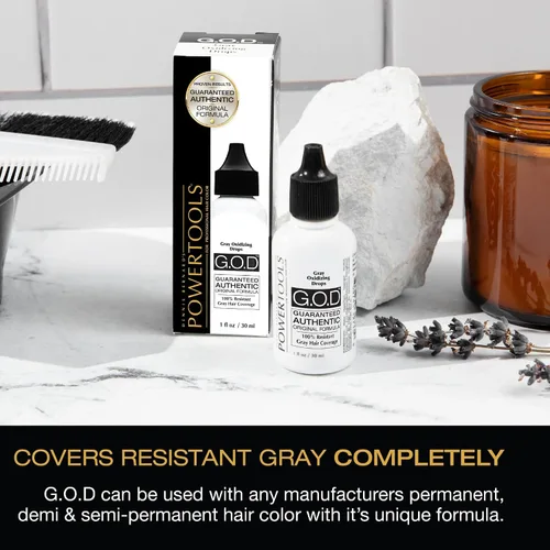 Vista 6 de GOD, The Original Gray Oxidizing Drops Fórmula original auténtica garantizada que se mezcla directamente en la fórmula para una cobertura de gris