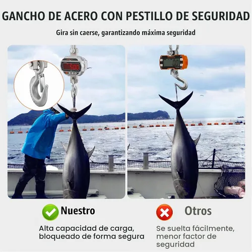 Vista 6 de VEVOR Báscula digital para grúa, 11000 lbs/5000 kg, báscula industrial resistente para colgar con control remoto, carcasa de aluminio fundido
