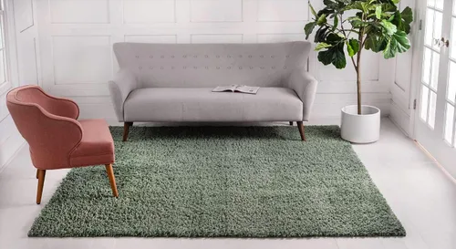 Vista 142 de Unique Loom Colección Davos Shag - Alfombra Lino