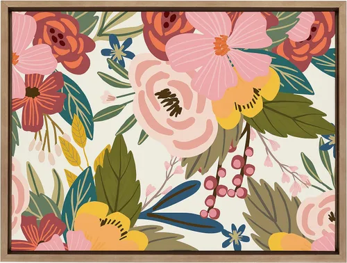 Vista 2 de Kate and Laurel Sylvie - Lienzo decorativo para pared con marco suave por Mia Charro, 18 x 24 pulgadas, dorado, moderno, divertido, abstracto