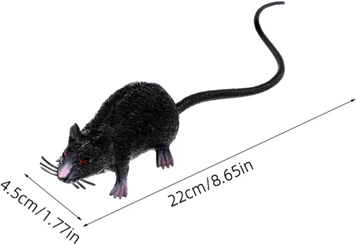Vista 2 de Kisangel 2 ratas falsas, figuras de ratón de plástico, 8.66 pulgadas realistas espeluznantes y realistas juguetes para Halloween, trucos, bromas