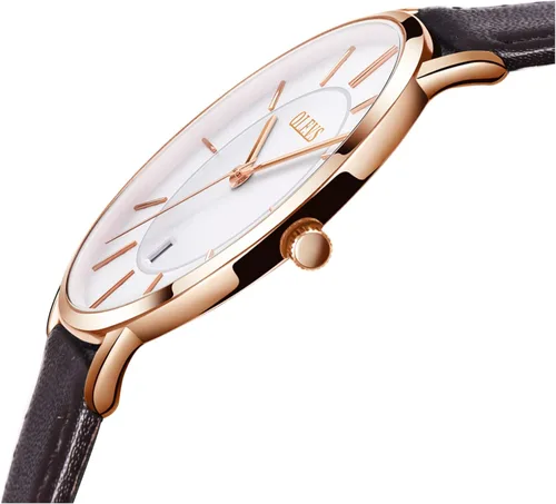 Vista 2 de OLEVS Reloj para hombre de lujo ligero de cuero impermeable con movimiento japonés para hombre con fecha calendario minimalista ultrafino clásico
