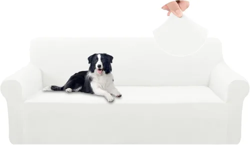 Vista 12 de U-NICE HOME Fundas de terciopelo para sofá, fundas elásticas para sofá de 3 cojines, protector de muebles (XL, grande, beige)