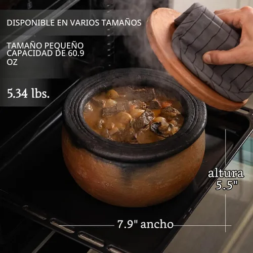 Vista 4 de Hakan Efes - Ollas de cocina de arcilla con tapas, pequeñas ollas de arcilla de 1.9 cuartos de galón para cocinar, ollas de arroz tradicionales sin