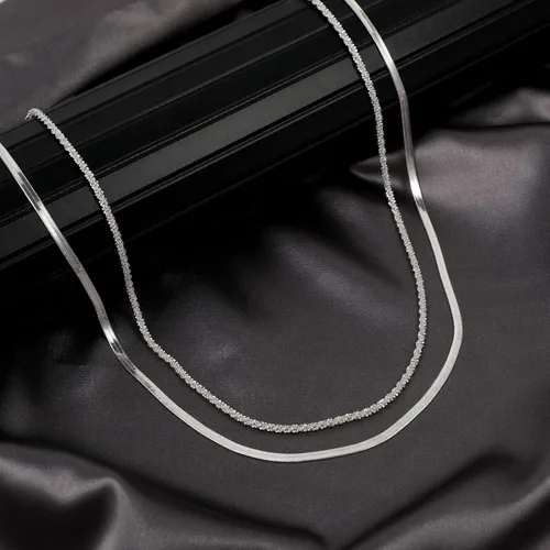 Vista 53 de Collares en capas para mujer, chapados en plata, delicada cuerda torcida de serpiente, delicado collar en capas, gargantilla de diferentes