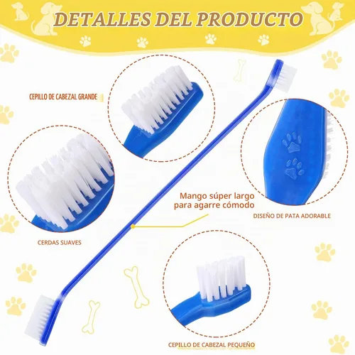 Vista 3 de Nuogo 200 cepillos de dientes para perros, mango largo de doble cabeza, 8