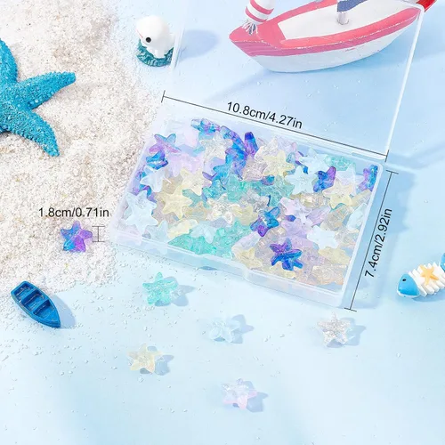 Vista 7 de SUNNYCLUE 1 caja de 120 cuentas de estrella de mar, cuentas de estrella de mar, estrella de mar, océano, animal de doble cara, transparentes