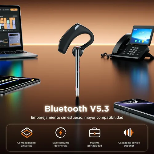 Vista 6 de Auriculares Bluetooth V5.3, auriculares inalámbricos con doble cancelación de ruido, estuche de carga, tiempo de espera de 300 horas, auriculares