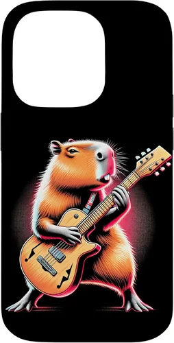 Vista 17 de iPhone 16 Capybara Playing Guitar Like A Rocker Guitarist Rock'n Roll Case