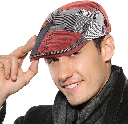 Vista 7 de Panegy Sombrero de periódico para hombre, gorra plana de piel sintética, sombrero de boina ajustable, sombrero de hiedra para conducir golf al aire