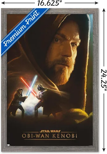 Vista 3 de Trends International Star Wars: Obi-Wan Kenobi - Póster de pared con collage de Obi-Wan, 14.725 x 22.375 pulgadas, versión enmarcada de madera