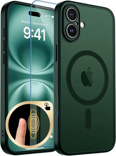Vista 291 de zapica Funda magnética para iPhone Air, con protector de pantalla de vidrio templado, compatible con MagSafe, translúcida mate, a prueba de golpes