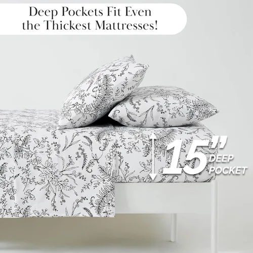 Vista 180 de Southshore Fine Living, Inc. Colección Winter Brush, juego de sábanas de 3 piezas para cama individual, sábana bajera con bolsillo profundo de 14