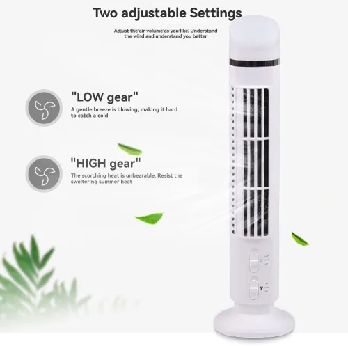 Vista 6 de Ventilador de torre LED de 2 engranajes compacto y portátil para Blanco