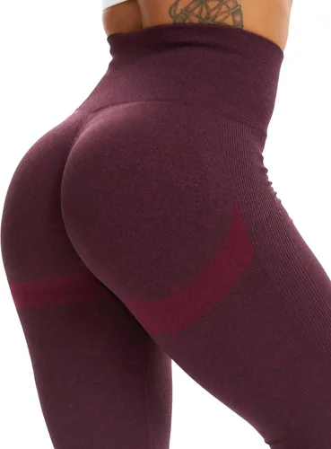 Vista 6 de SEASUM, Leggings de cintura alta con contorno de sonrisa, sin costuras, para entrenamiento, gimnasio, Yoga. Pantalones deportivos