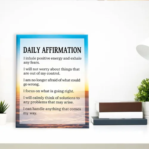 Vista 7 de Arte de pared de afirmación diaria, decoración de pared inspiradora para oficina, lienzo motivacional para la oficina en casa