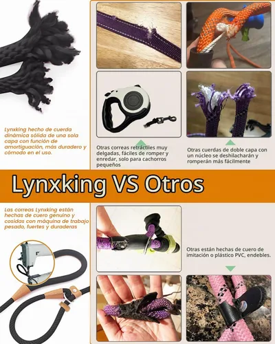 Vista 3 de lynxking Correa Deslizante para Perros de 5 6 8 PIES Correa de Entrenamiento para Perros Resistente de Servicio Pesado Trenzada Sin Tirones Correa