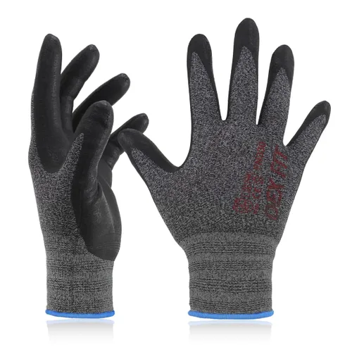Vista 25 de DEX FIT FN330 - Guantes de trabajo de nitrilo, ajuste elástico 3D, agarre potente, táctil inteligente, recubierto de espuma resistente, fino