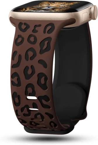 Vista 22 de CreateGreat Correas de leopardo grabadas compatibles con Apple Watch Band de 1.575 in 1.614 in 1.496 in 1.654 in 1.732 in 1.772 in 1.811 in 1.929 in