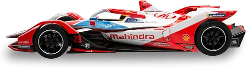Vista 3 de Scalextric Fomula E Spark SRT05e Mahindra Racing 1:32 Slot Race Car C4285, rojo y gris