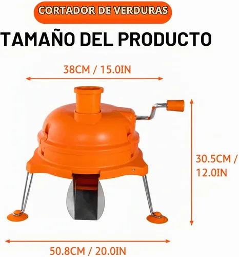 Vista 2 de CLIVIA Picador de verduras, cortador de verduras resistente con hoja de acero inoxidable, máquina cortadora de alimentos de manivela para papas