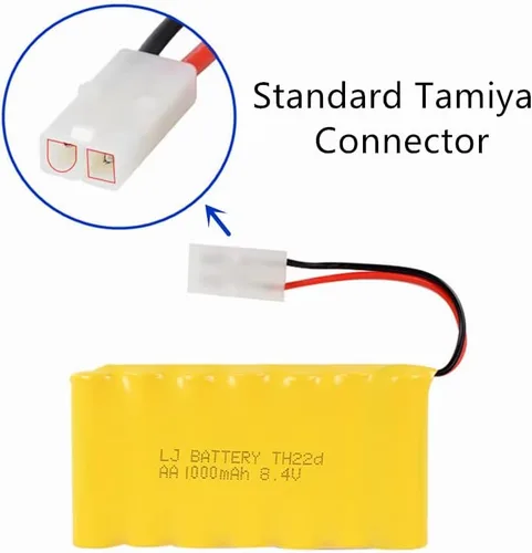Vista 3 de Batería recargable AA de 8.4V 1000mAh NI-CD con conector Tamiya estándar para RC Car RC Truck Tank 2 Pack con cargador USB