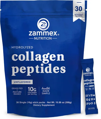 Vista 6 de Zammex Péptidos de colágeno en polvo sin sabor 21.16 oz + 30 paquetes de viaje