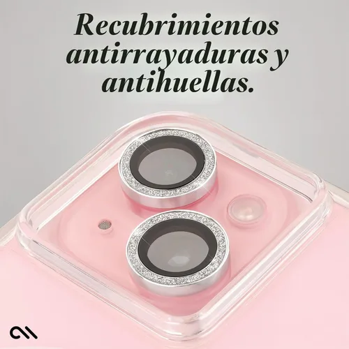 Vista 5 de Case-Mate Protector de lente de cámara con anillos parpadeantes para iPhone 15 / iPhone 15 Plus - Doble vidrio templado - Duradero, antiarañazos