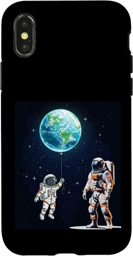 Vista 5 de Astronauts in Space Parent & Child in spacesuits with Planet Case for iPhone 16