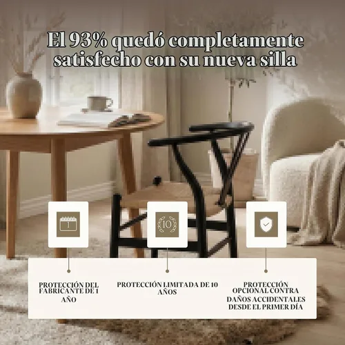 Vista 8 de Poly & BARK Weave Sillas de Comedor – Sillas de Comedor Wishbone Modernas de Mediados de Siglo con Brazos, Marco de Madera Maciza, Uso en Interiores